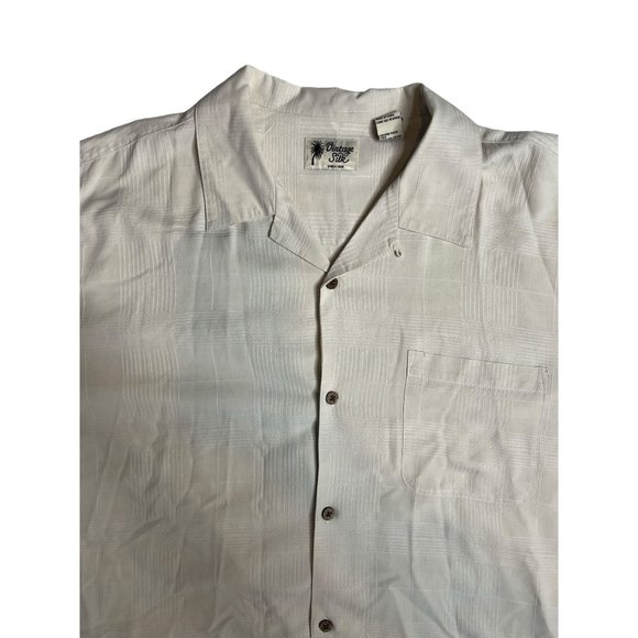 Vintage‎ Silk Men's Hawaiian Beige Silk Button Up Short Sleeve XL - Picture 1 of 8